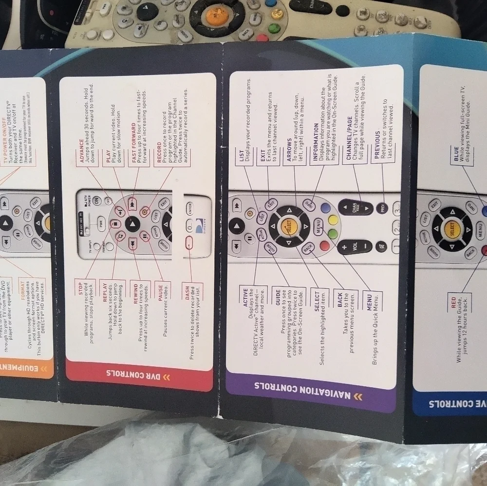 REMOTE, for DirecTV DVR A manual comes with the large white​
